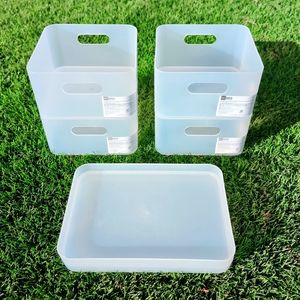 (Set of 6) NWT Stackable Clear Toy Storage Boxes w/handles&tray multifunctional
